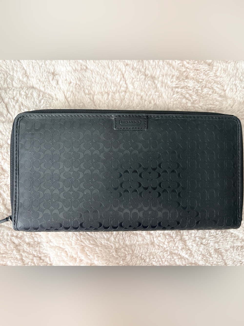 Coach Black Embossed Signature Zip-Around Wallet